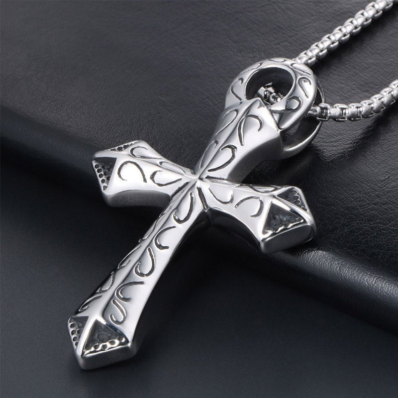 Wee Luxury Men Necklaces Pendant + ce401*3*60cm with chain Personalized Cross Pendant Vintage Necklace for Men in Titanium Steel