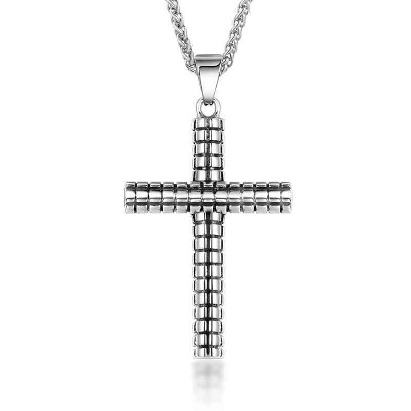 Wee Luxury Men Necklaces Pendant + ce402*3*60cm with chain Timeless Men's Retro Cross Pendant Necklace in Titanium Steel