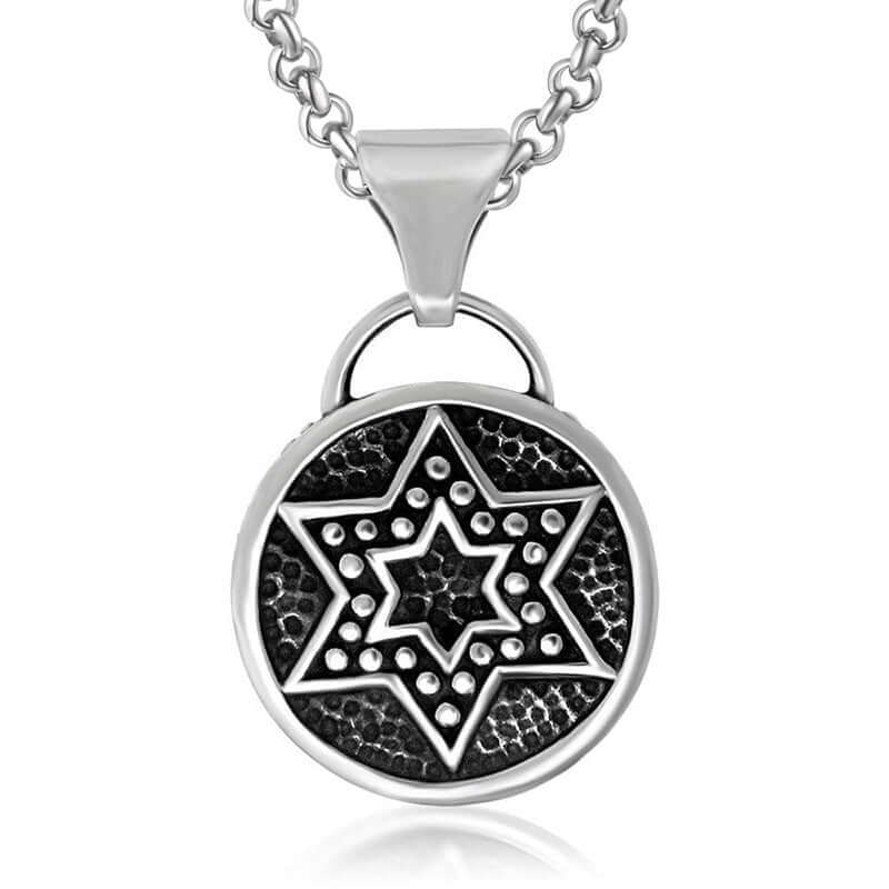 Wee Luxury Men Necklaces Pendant + ce482*3*60cm with chain Stylish Men's Hexagram Retro Pendant Stainless Steel Necklace