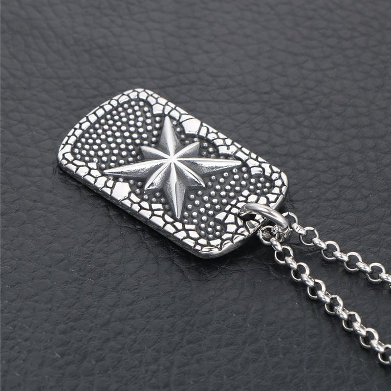 Wee Luxury Men Necklaces Pendant+ce482*3*60cm with chain Titanium Steel Geometric Octagram Pendant Necklace for Men