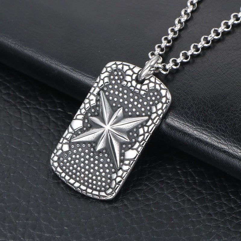 Wee Luxury Men Necklaces Pendant+ce482*3*60cm with chain Titanium Steel Geometric Octagram Pendant Necklace for Men