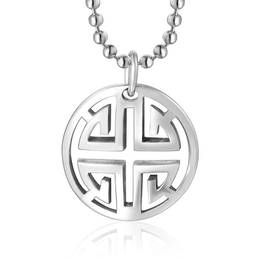 Wee Luxury Men Necklaces Pendant + ce483*3*60cm with chain Artistic Dual Ring Long Necklace with Auspicious Pattern for Men