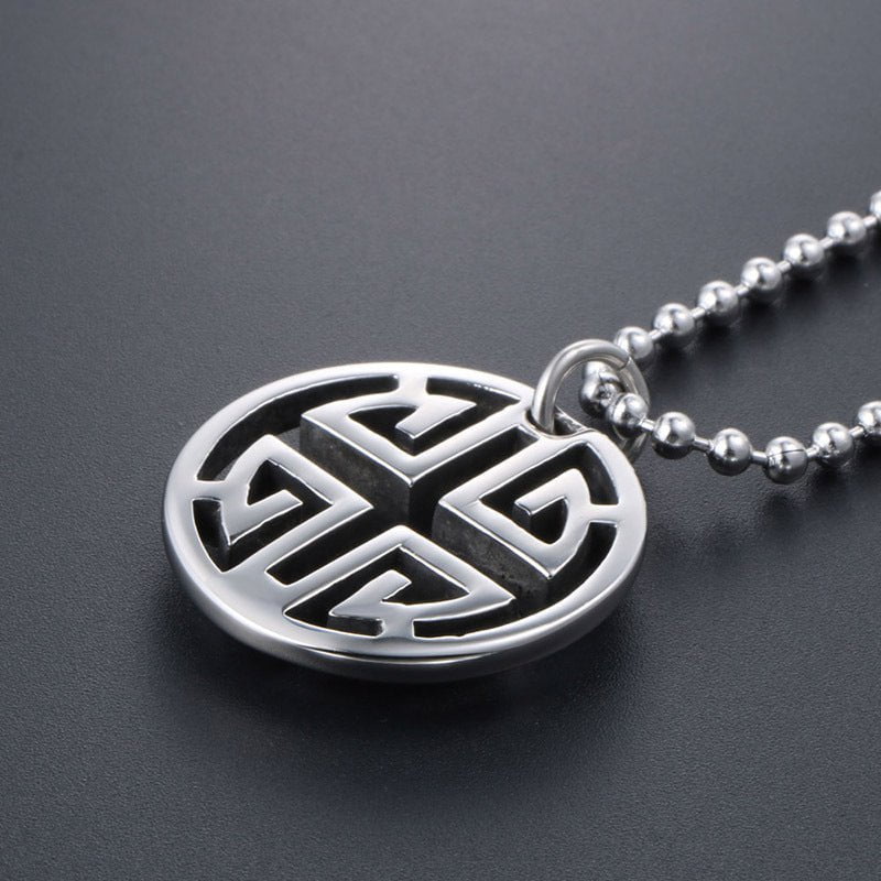 Wee Luxury Men Necklaces Pendant + ce483*3*60cm with chain Artistic Dual Ring Long Necklace with Auspicious Pattern for Men