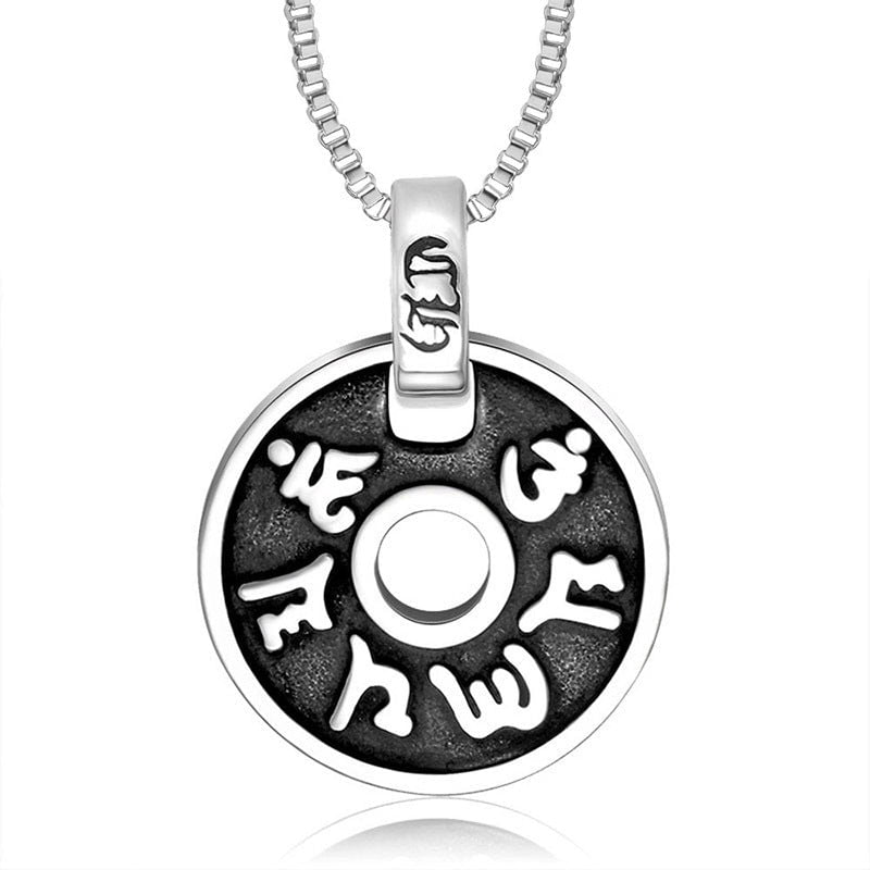 Wee Luxury Men Necklaces Pendant + ce503*2*60cm with chain Stylish Stainless Steel Pendant with Tibetan Six-Character Mantra