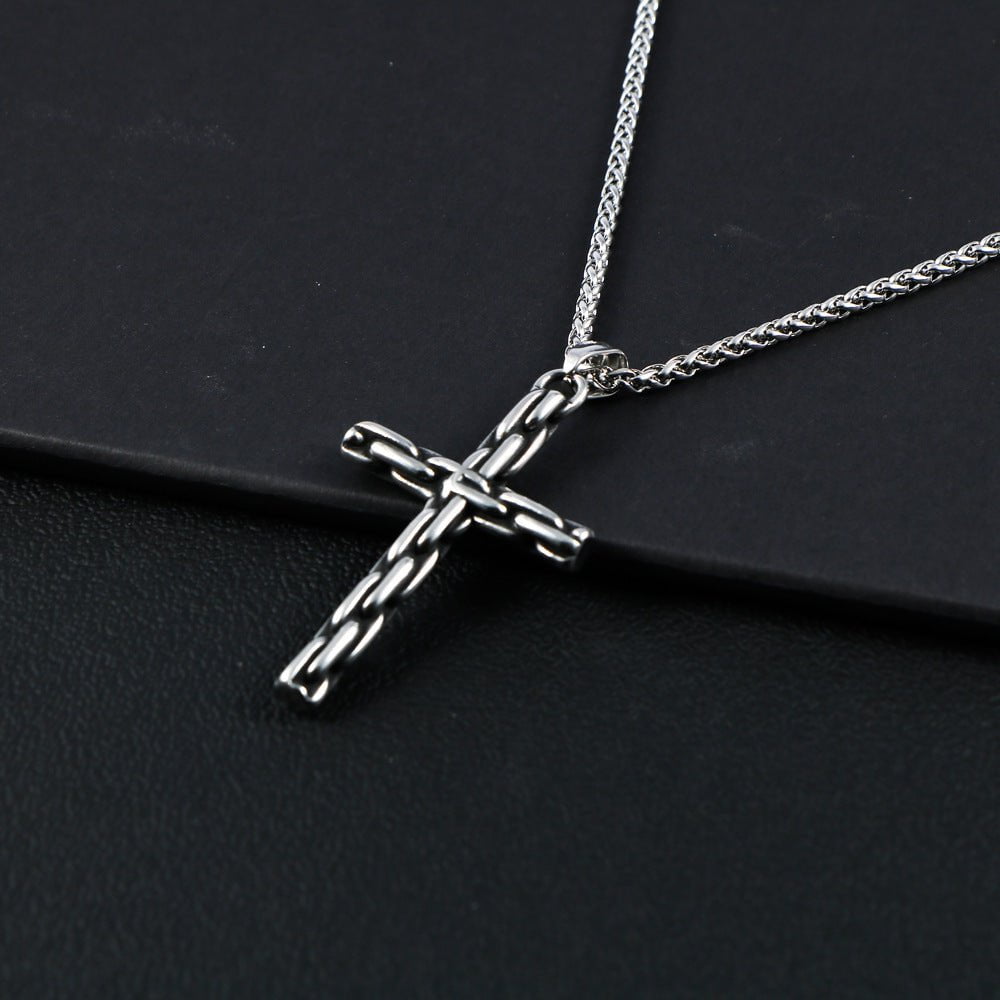 Wee Luxury Men Necklaces Retro Stainless Steel Necklace Pendant with Hip Hop Iron Chain