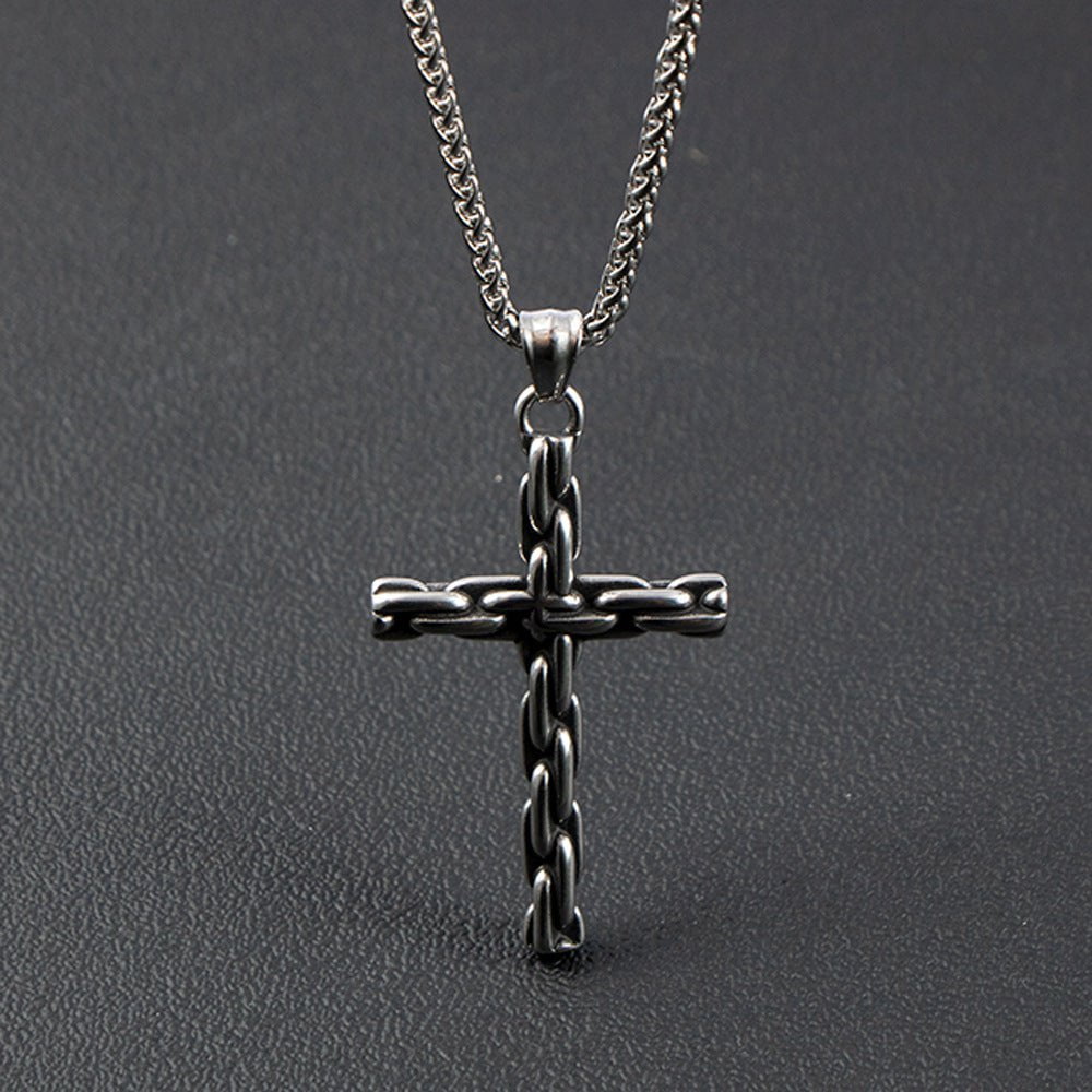 Wee Luxury Men Necklaces Retro Stainless Steel Necklace Pendant with Hip Hop Iron Chain