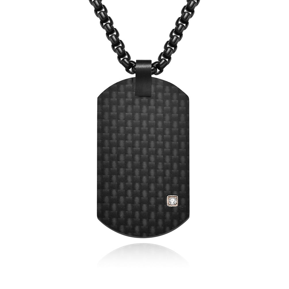 Wee Luxury Men Necklaces Rose gold stonetoga black pearl chain Men's Geometric Military Tag Necklace with Engraved Retro Pendant