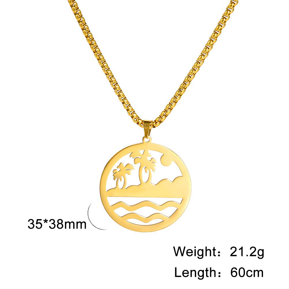 Wee Luxury Men Necklaces Sea Island Scenery Pendant Necklace For Men