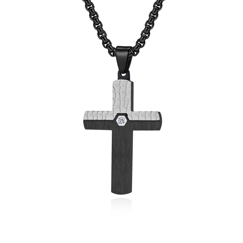 Wee Luxury Men Necklaces Silver and Pearl Chain Necklace Mens Dualtone Cross Necklace Stainless Steel Unique and Durable