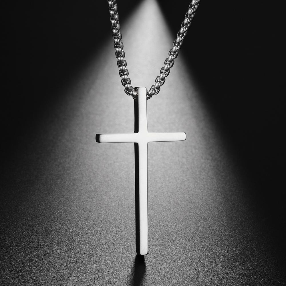 Wee Luxury Men Necklaces Silver Color Choker Jewelry Stainless Steel Cross Necklace For Men
