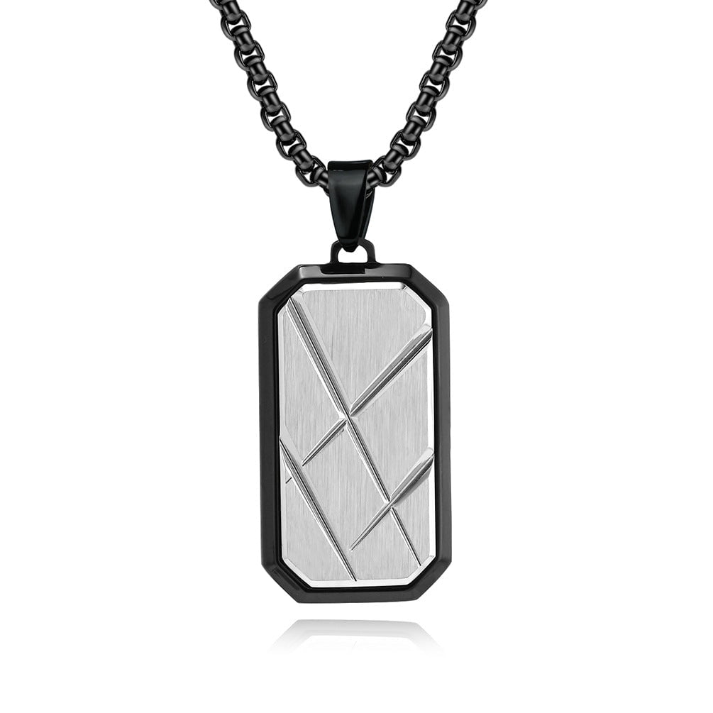 Wee Luxury Men Necklaces Silver surround by Black and Black Pearl Necklace Stylish Mens Titanium Pendant with Unique American Design
