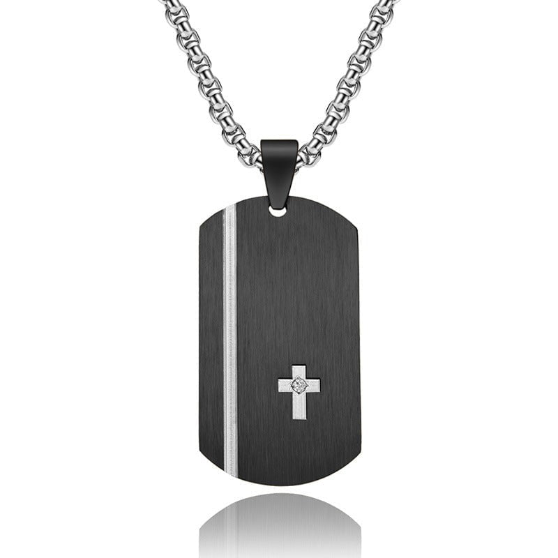 Wee Luxury Men Necklaces Sleek Laser Engraved Stainless Steel Pendant with Titanium Chain