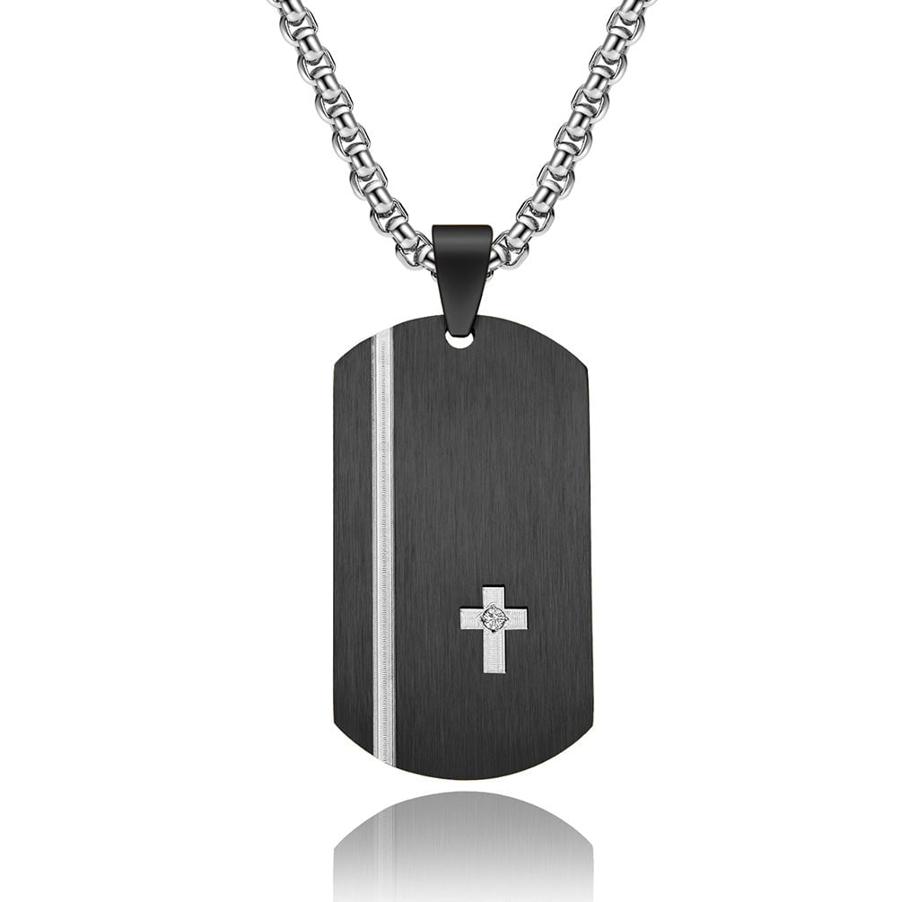Wee Luxury Men Necklaces Sleek Laser Engraved Stainless Steel Pendant with Titanium Chain