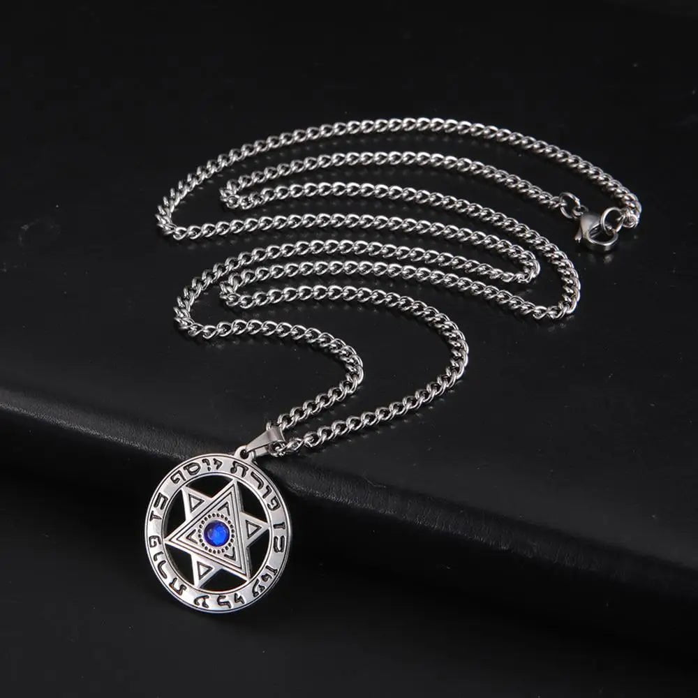 Wee Luxury Men Necklaces Star of David Pendant Crystal Necklace For Men