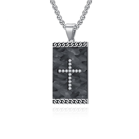 Wee Luxury Men Necklaces Steel Black Pendant + Steel Color Pearl Necklace Retro Titanium Pendant Stylish Mens Chain Necklace