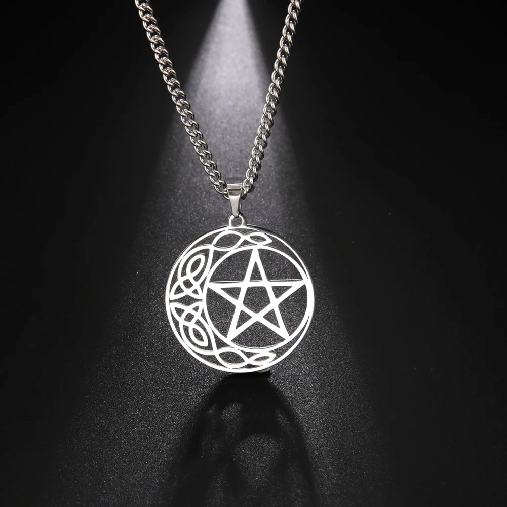 Wee Luxury Men Necklaces Steel Color Cut Out Star Stainless Steel Pentagram Necklaces For Men