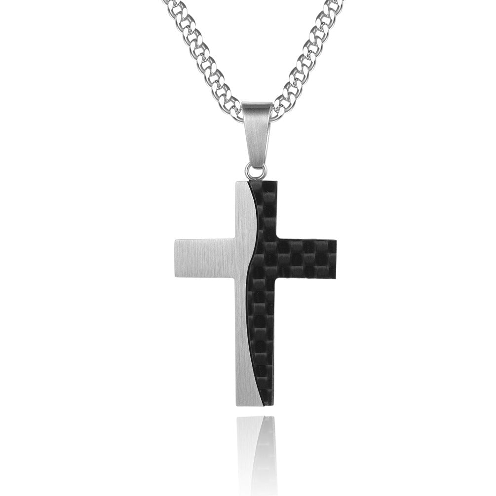 Wee Luxury Men Necklaces Steel Color Pendant and Flat Grinding Chain Necklace Timeless elegance Stainless Steel Cross Necklace for all occasions