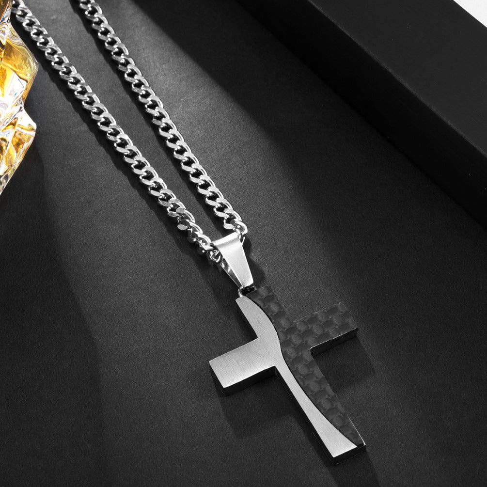 Wee Luxury Men Necklaces Steel Color Pendant and Flat Grinding Chain Necklace Timeless elegance Stainless Steel Cross Necklace for all occasions