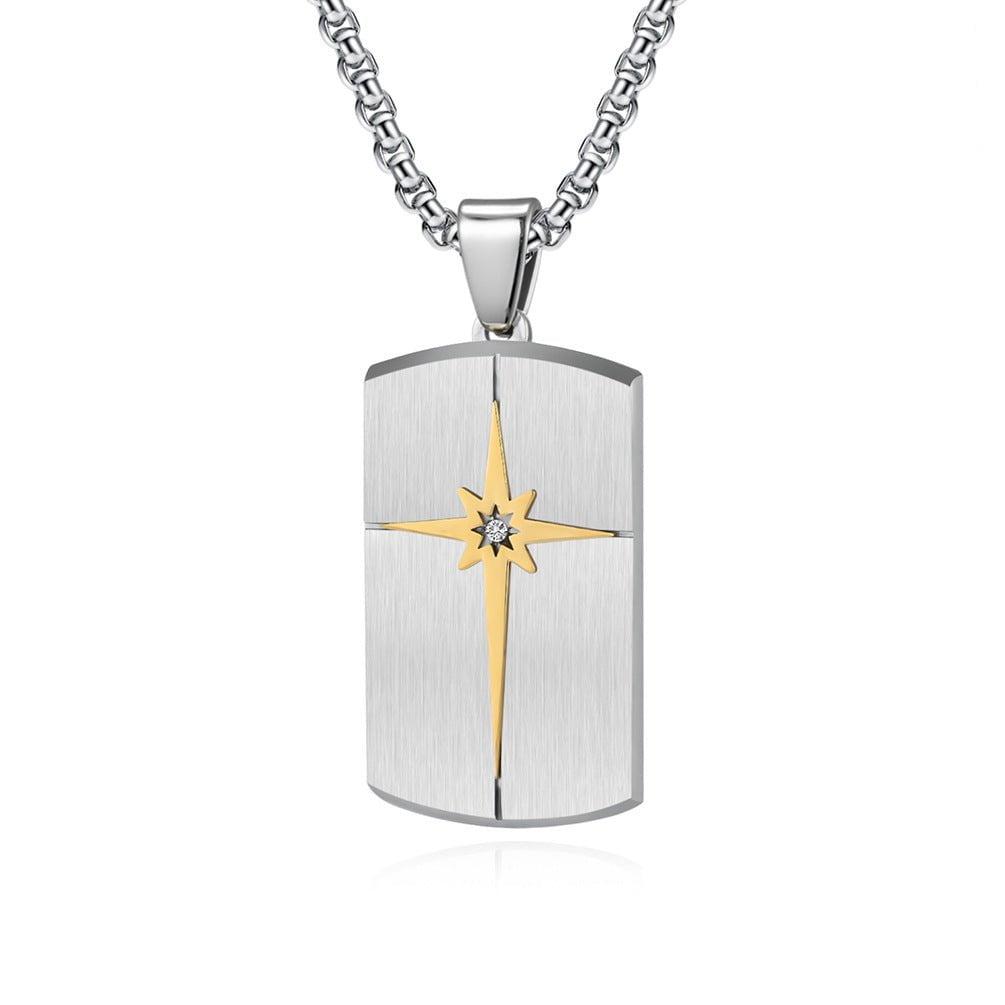 Wee Luxury Men Necklaces Steel color pendant plus steel color necklace Geometric Water Drop Six-pointed Star Stainless Steel Necklace for Men