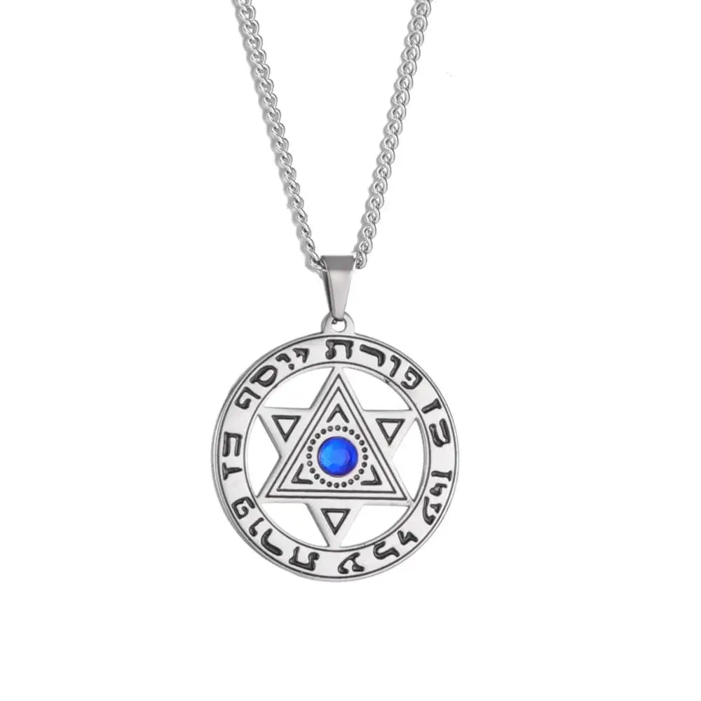 Wee Luxury Men Necklaces Steel color Star of David Pendant Crystal Necklace For Men