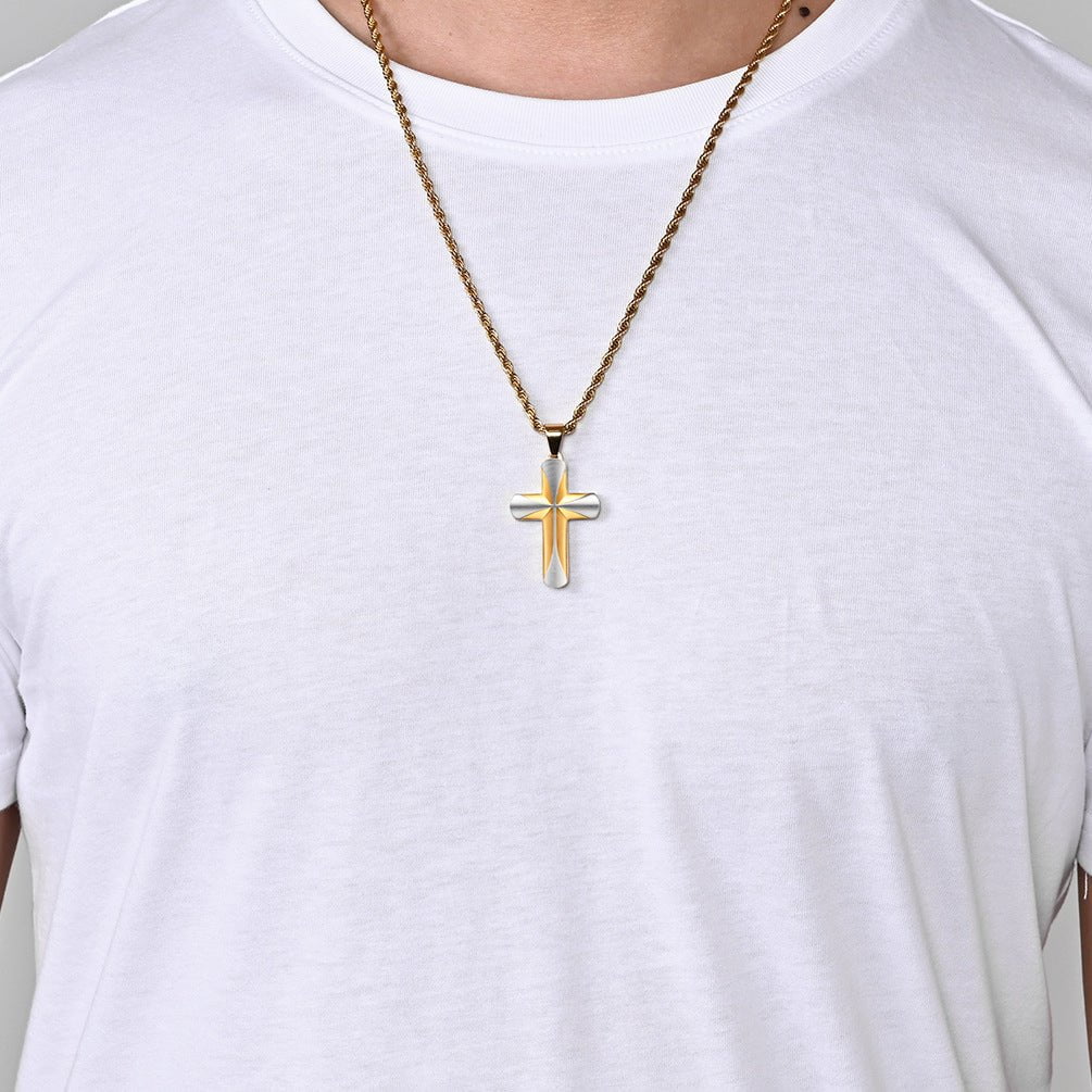 Wee Luxury Men Necklaces Stylish Titanium Cross Pendant  Modern Stainless Steel Necklace