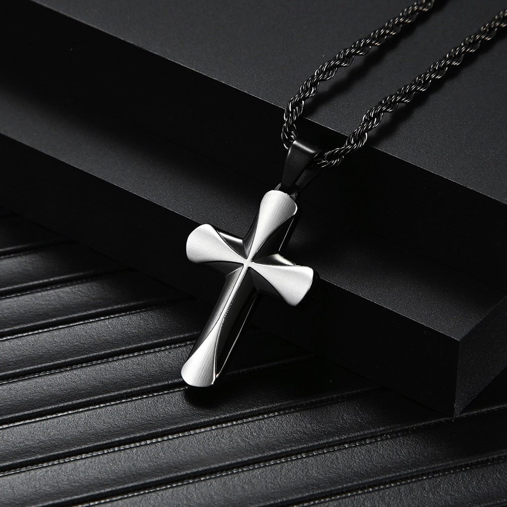 Wee Luxury Men Necklaces Stylish Titanium Cross Pendant  Modern Stainless Steel Necklace