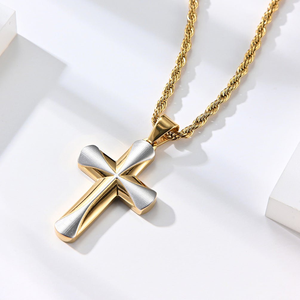 Wee Luxury Men Necklaces Stylish Titanium Cross Pendant  Modern Stainless Steel Necklace