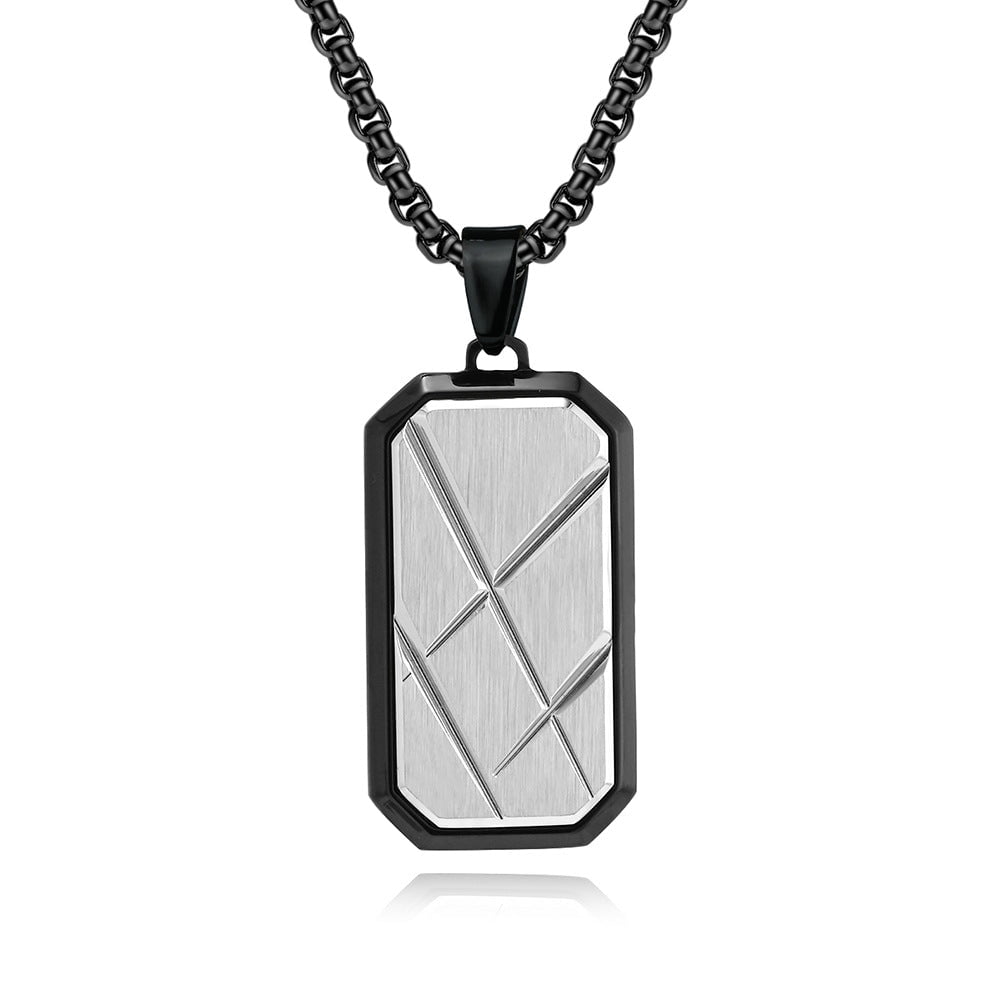 Wee Luxury Men Necklaces Surrounded by black and addedsilver + black pearl necklace Trendy Men's Military Pendant with Three-Dimensional Octagonal Knife Pattern in Titanium Steel Jewelry