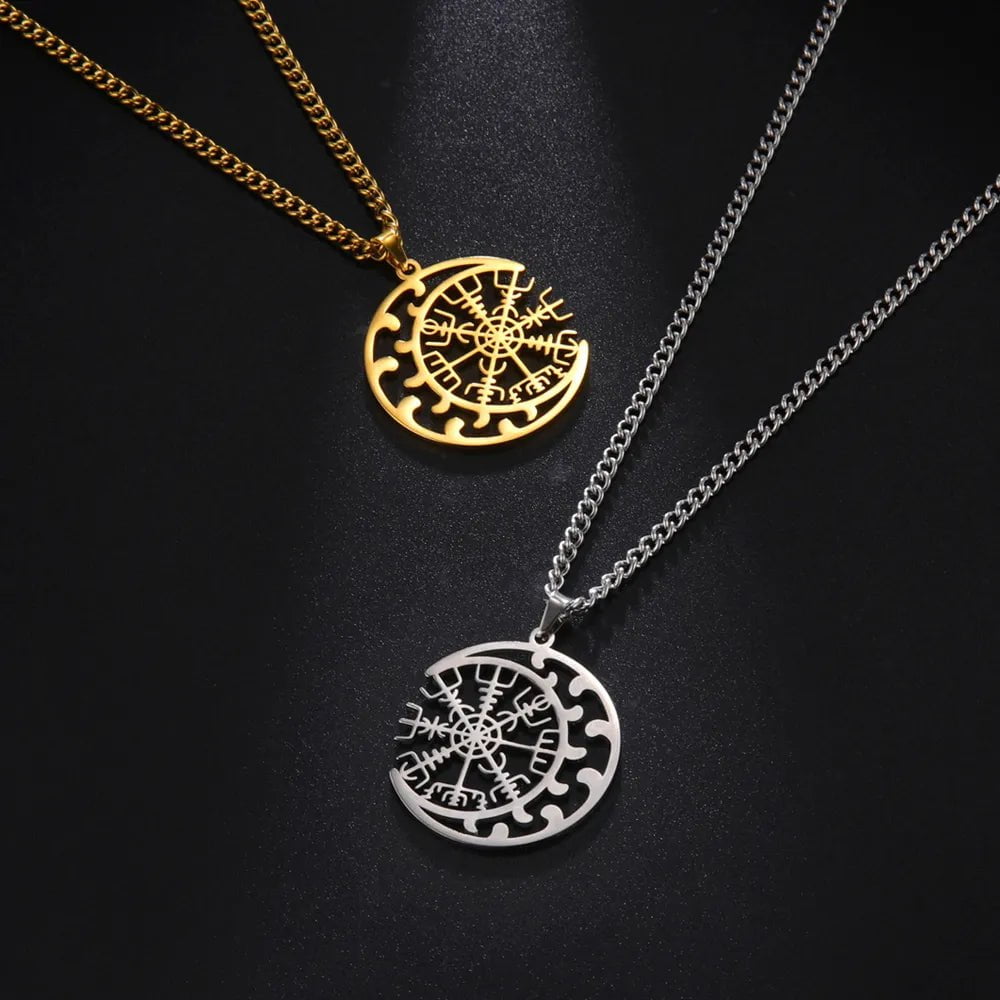 Wee Luxury Men Necklaces Viking Compass Stainless Steel Necklaces For Men