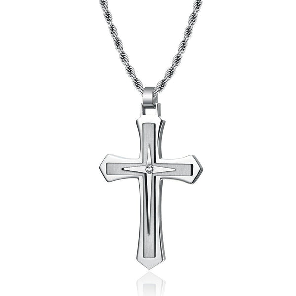 Wee Luxury Men Necklaces Geometric Two-tone in 316 Stainless Steel Cross Pendant for Men