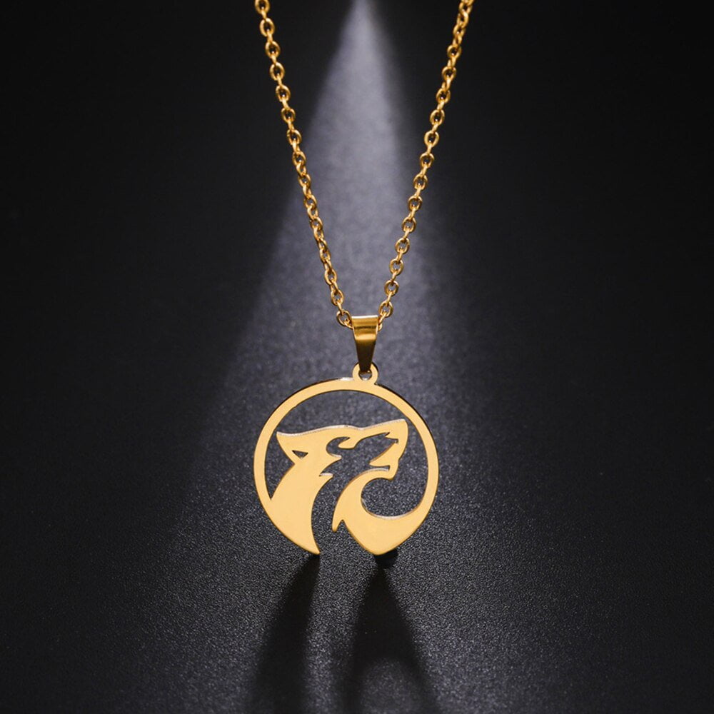 Wee Luxury Men Necklaces Wolf Pendant Punk Style Animal Chain Necklaces