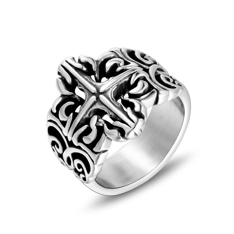 Wee Luxury Men Rings 10 Men's Stainless Steel Ring with Geometric Titanium Design