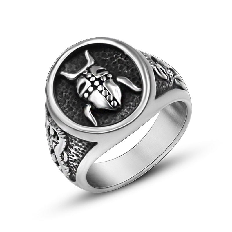 Wee Luxury Men Rings 10 Vintage-Inspired Titanium Steel Men's Pattern Bee Ring