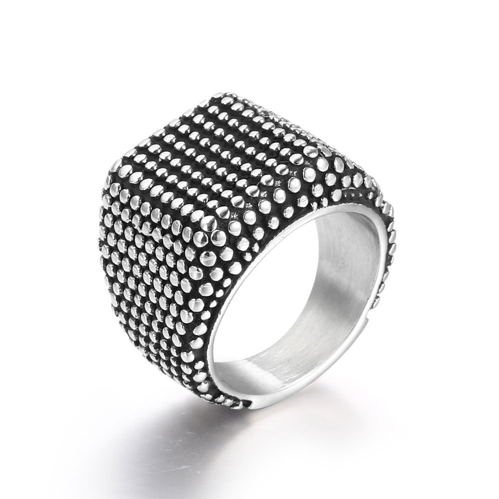 Wee Luxury Men Rings 7 Geometric Titanium Steel Men's Rapper Rings with Retro Punk Style