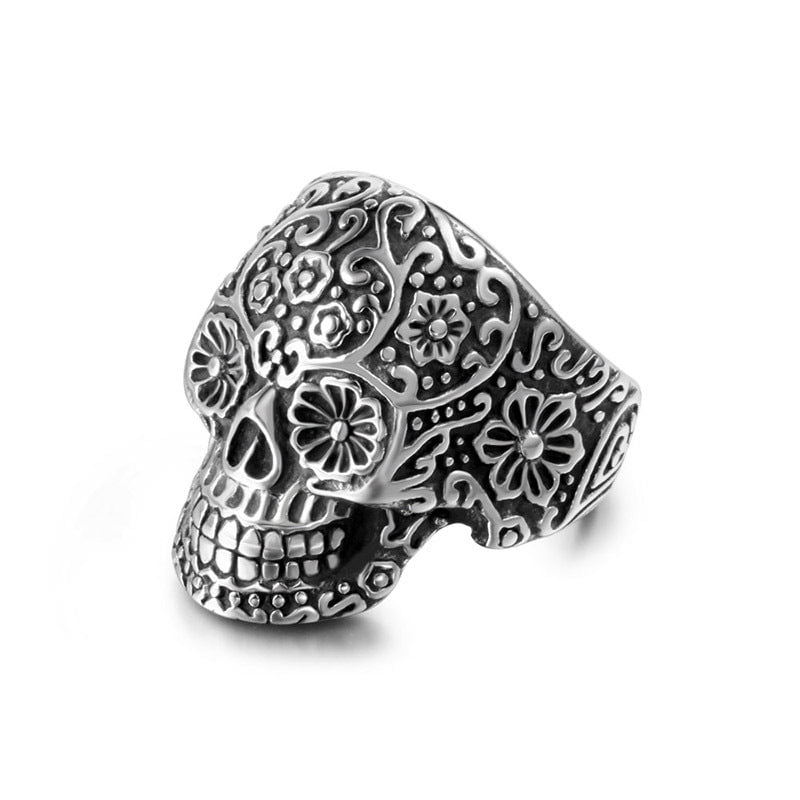 Wee Luxury Men Rings 7 Men's Punk Skull Ring in Titanium Steel - Stainless Steel Jewelry