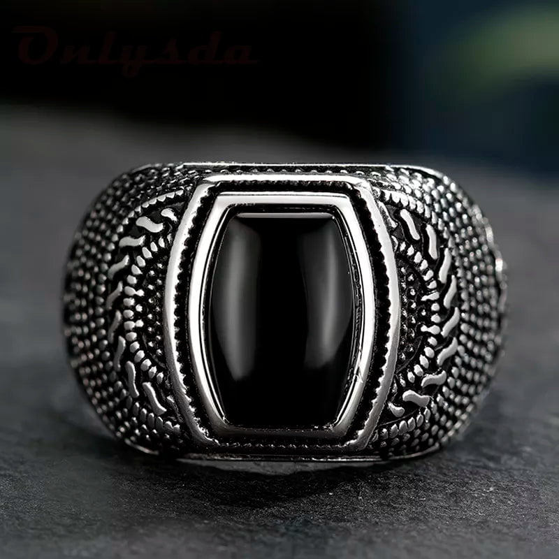 Wee Luxury Men Rings 7 Retro Stone Titanium Steel Rings For Men