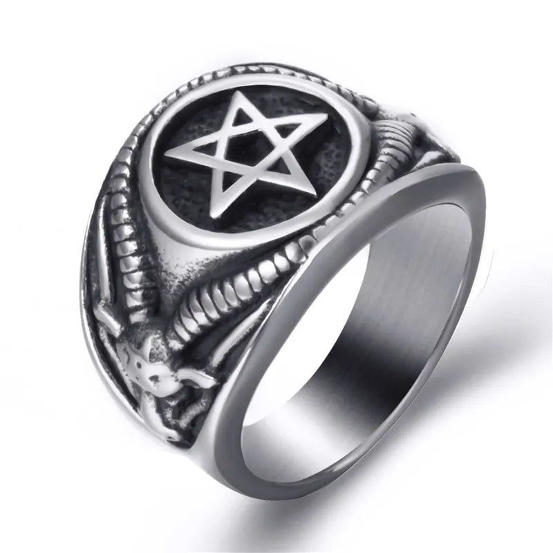 Wee Luxury Men Rings 8 Fashion Pentagram Men Stainless Steel Ring