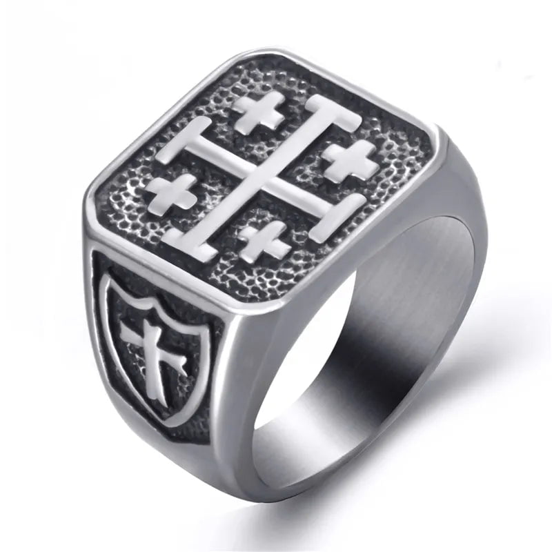 Wee Luxury Men Rings 8 Vintage Men Stainless Steel Cross Rings