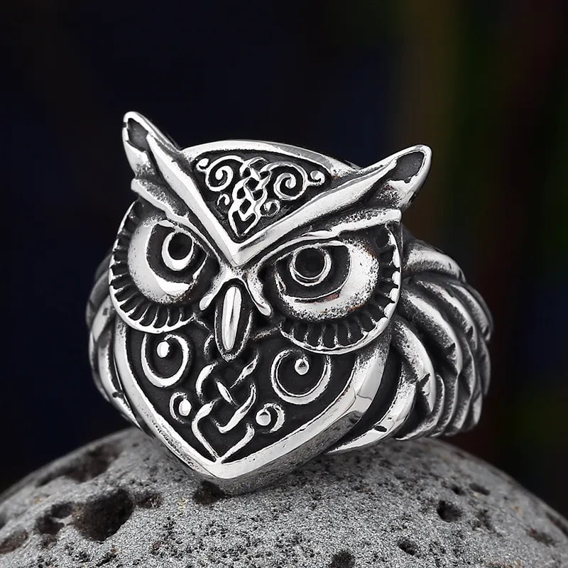 Wee Luxury Men Rings Amulet Owl Head Viking Animal Rings For Men