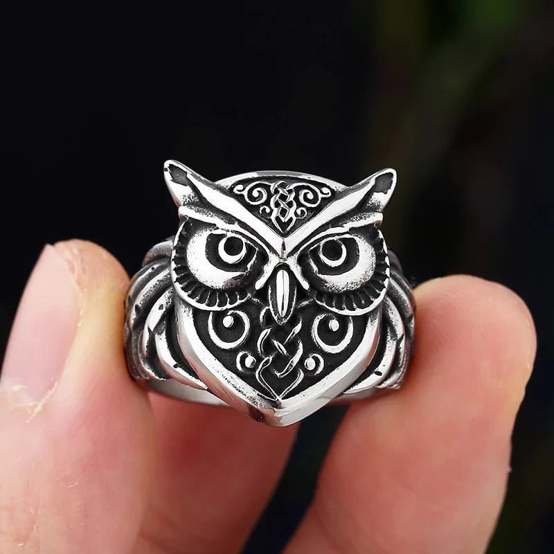 Wee Luxury Men Rings Amulet Owl Head Viking Animal Rings For Men