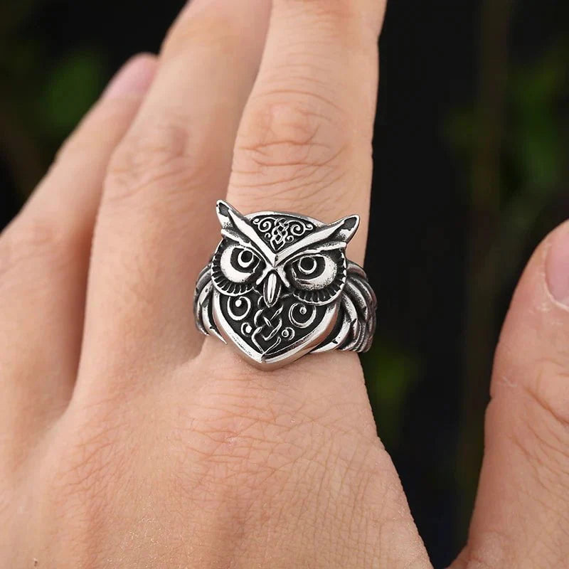 Wee Luxury Men Rings Amulet Owl Head Viking Animal Rings For Men