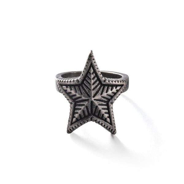 Wee Luxury Men Rings Ancient silver (size 8) Modern Star Ring for Men and Women  Timeless Style