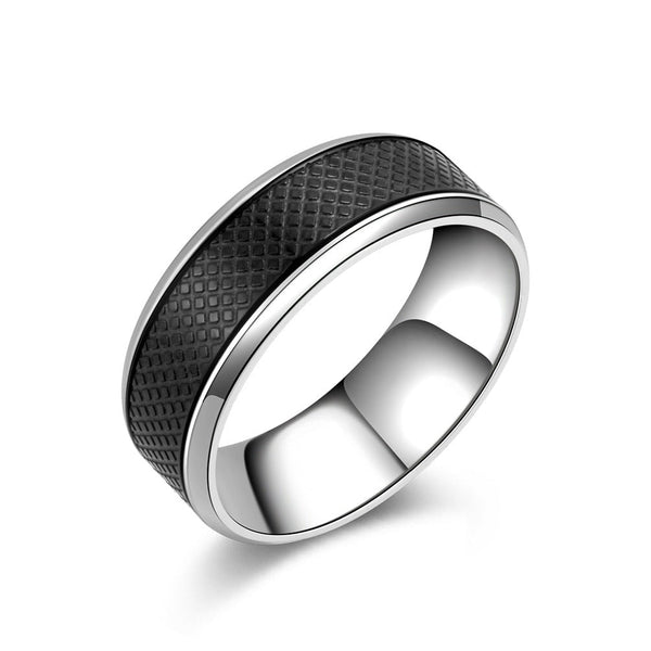 Wee Luxury Men Rings Eternal Style Mens Stainless Steel Rings in Classic Black and White