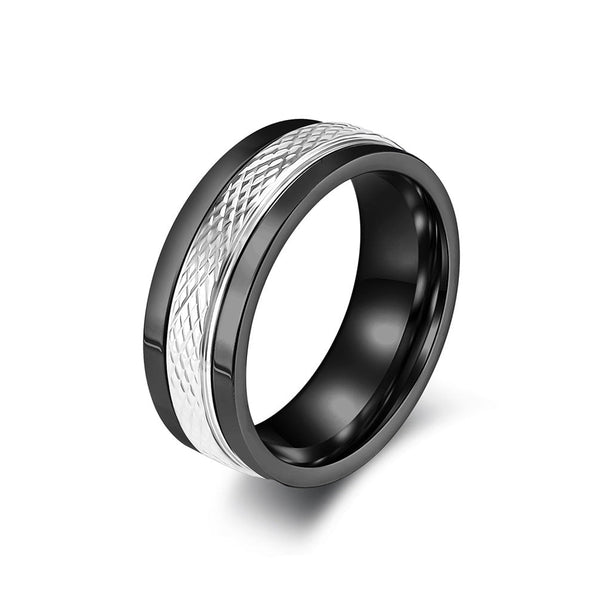 Wee Luxury Men Rings Black / 7 Stainless Steel Diamond Cross Ring Sleek and Rotating Design