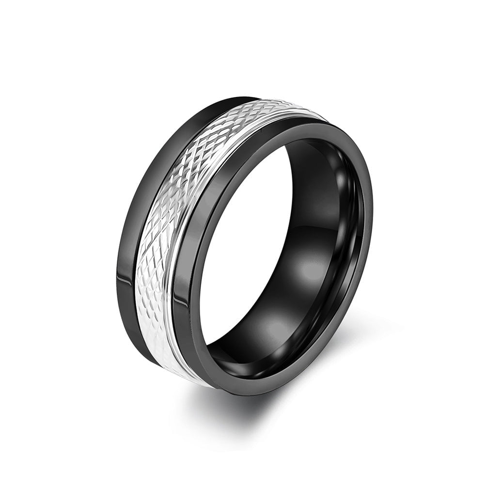 Wee Luxury Men Rings Black / 7 Stainless Steel Diamond Cross Ring Sleek and Rotating Design