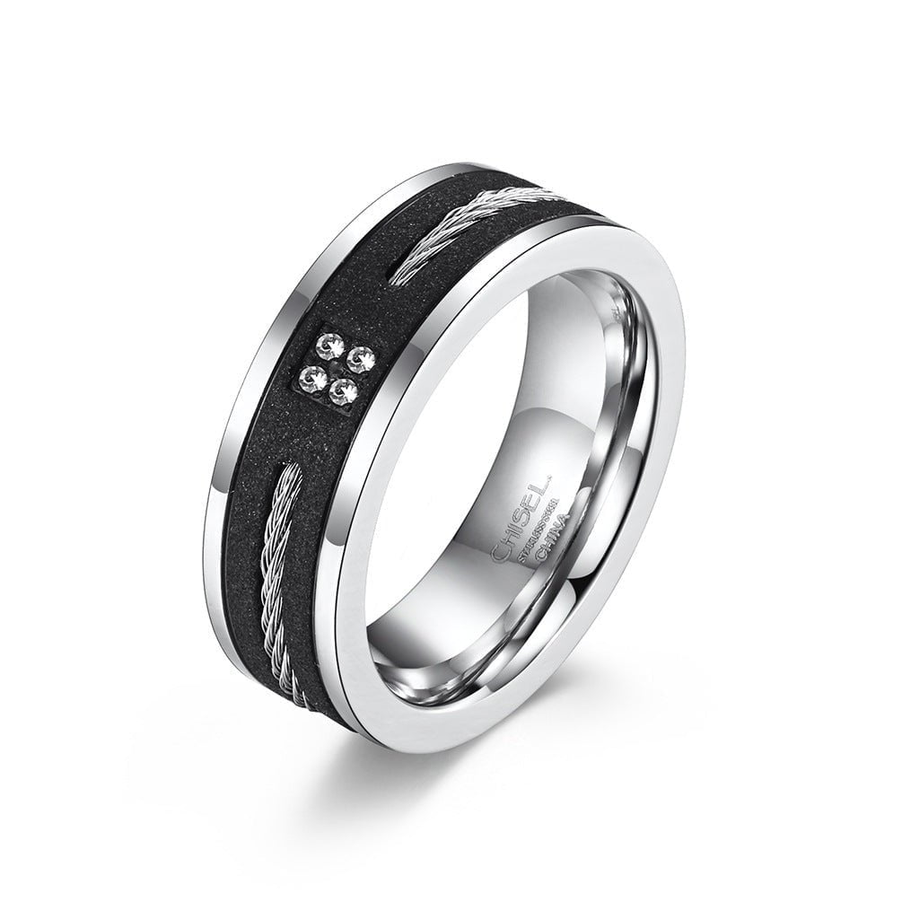 Wee Luxury Men Rings Black / 7 WireDetailed Trendy Steel Ring Embrace Masculine Charm