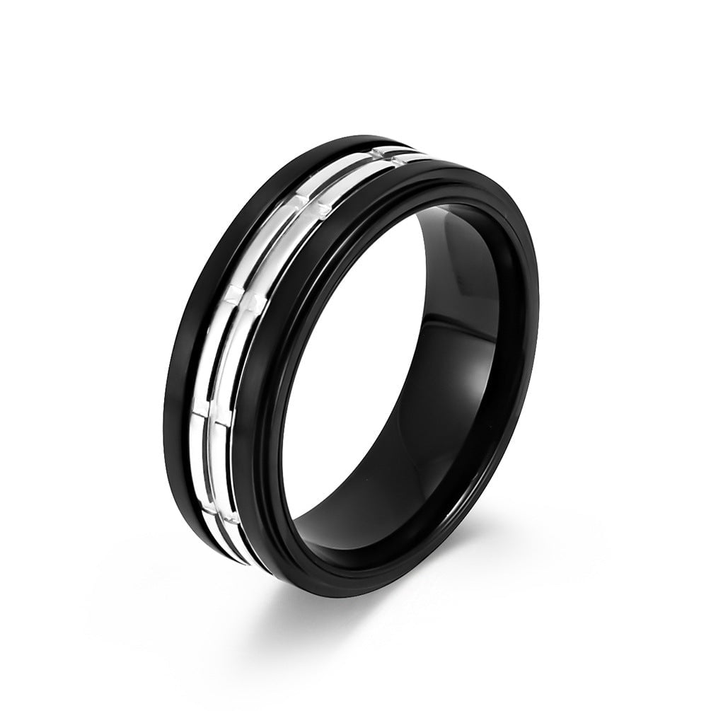 Wee Luxury Men Rings Black and Silver / 12 Clean Aluminum Oxide Fashion Ring  Minimalist Elegance