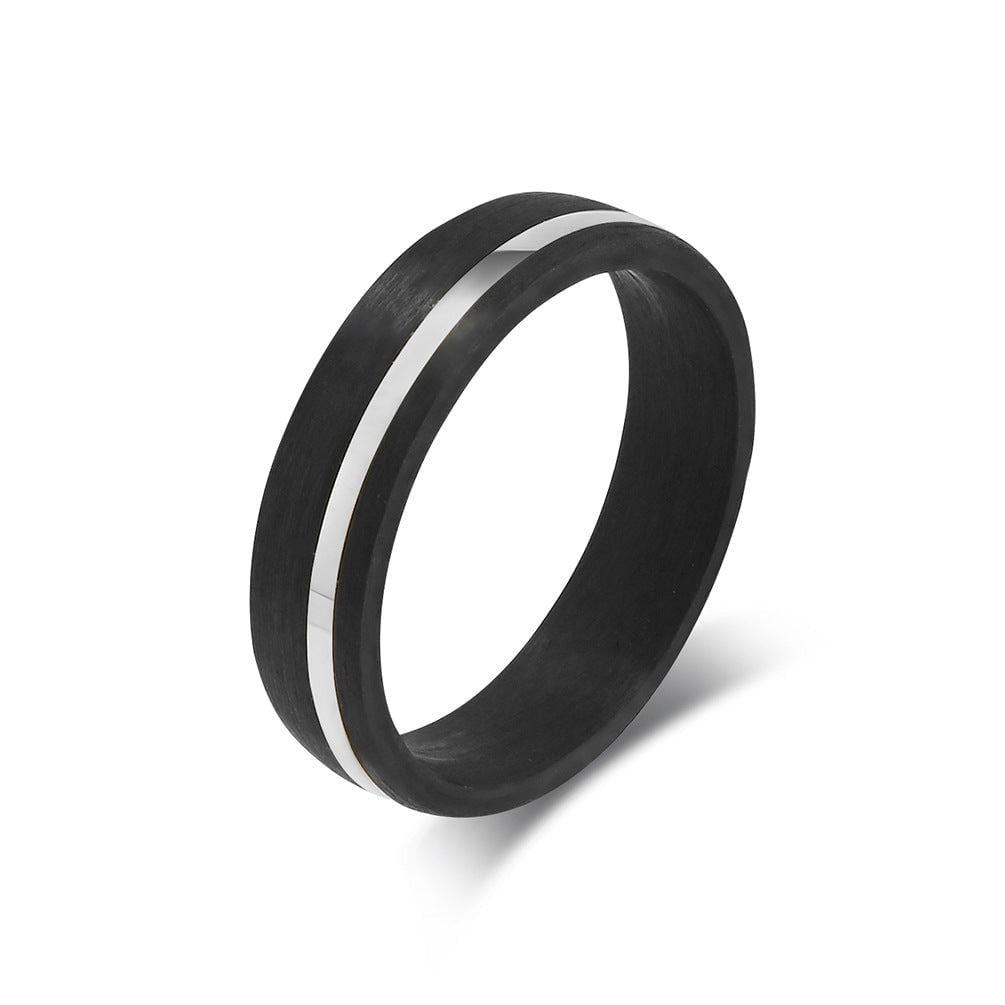Wee Luxury Men Rings Black and Silver / 13 Durable Stylish Titanium and Carbon Fiber Rings for Couples