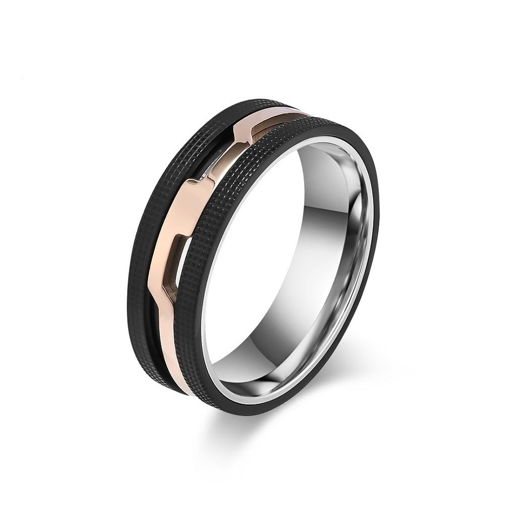 Wee Luxury Men Rings Black Gold / 13 Distinctive Titanium Steel Rings with Unforgettable Patterns