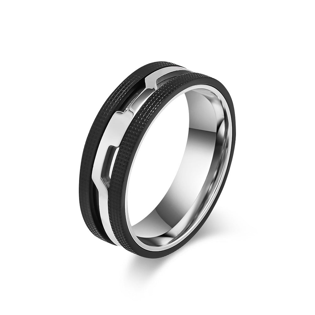 Wee Luxury Men Rings Black Steel / 13 Distinctive Titanium Steel Rings with Unforgettable Patterns